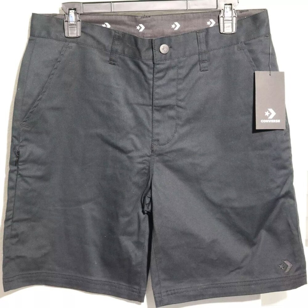 Converse Men's Flat Front Cotton Shorts Black Various Sizes Skaterboarding NWT